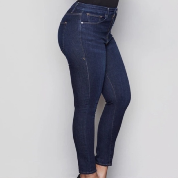 Good American Good Legs Crop Jeans High Rise Dark Wash Women's 16 - Picture 3 of 9